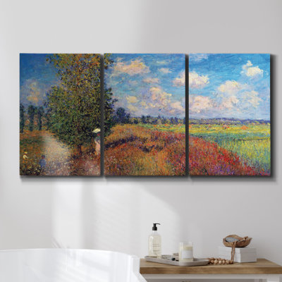 Soft Far Field Framed On Canvas 3 Pieces Painting
