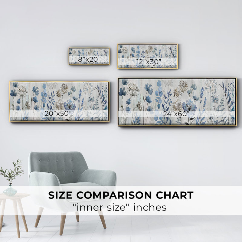Blue Meadow- Framed Canvas, 20" H x 50" W