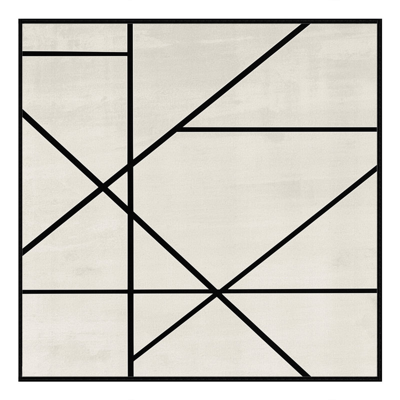 Machine Washable Parkchester Minimalist Geometric Rug in Beige – Black Binding, 3' Square