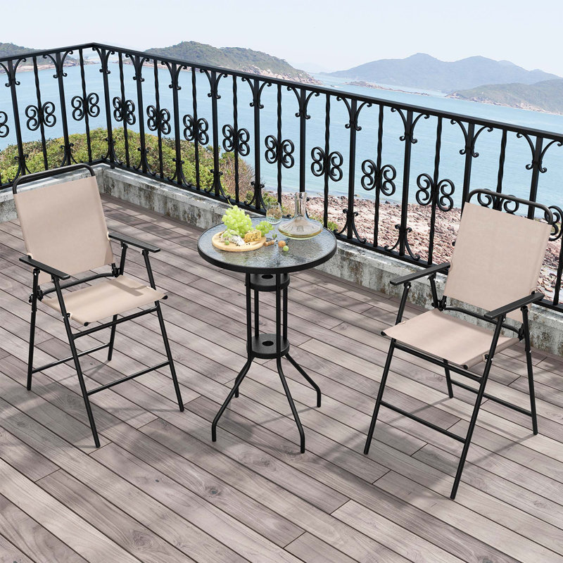 Mokhtar 2 - Person Patio Dining Set with Round Table