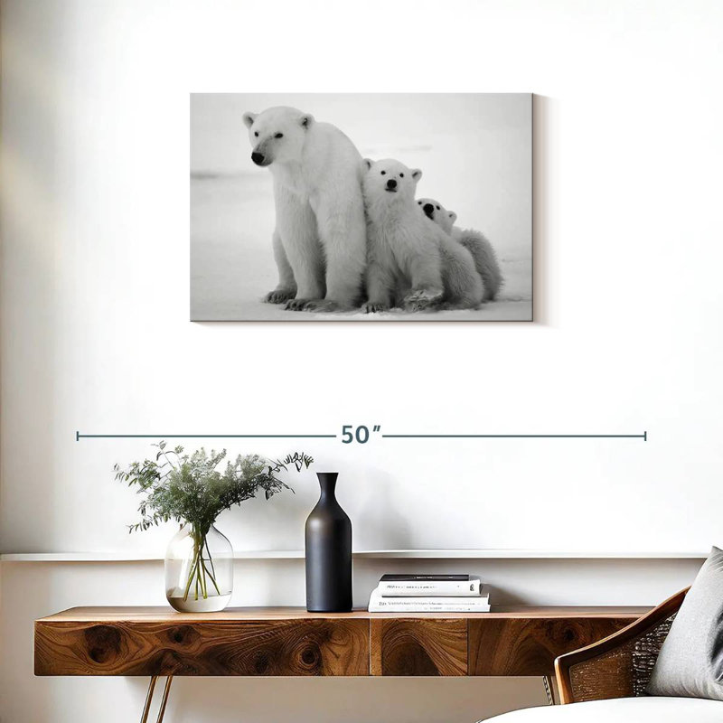 Famille d'ours polaires Brampt, H 20 po x l 30 po