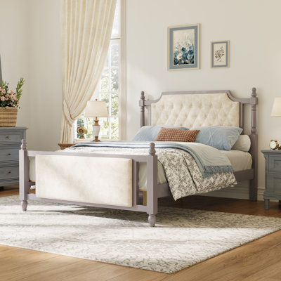 Lit plateforme en tissu d'ameublement en velours Callista