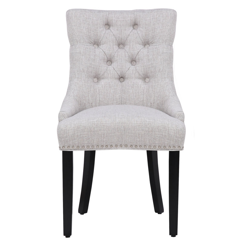 Wren 20'' H Tufted Linen Upholstered Parsons Chair, Light Gray