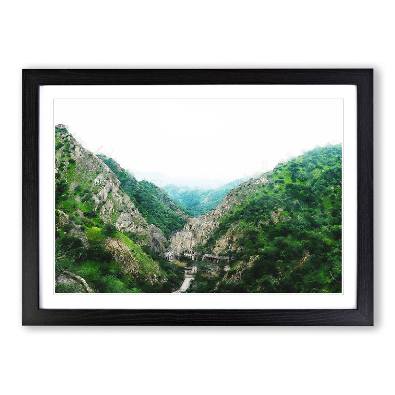 Mountain View in Jaipur India - Framed Print, 48cm H x 65cm W x 2cm D, Black Framed