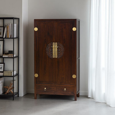Classic Solid Wood Sideboard with Hand-Carved
