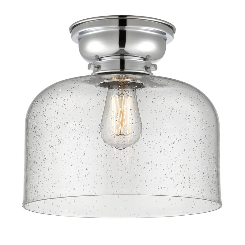 Plafonnier encastré 12 lumières 1 lumière Donaldson, Grainé, Chrome poli, Ampoule à DEL rétro de 6 watts