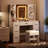 Vanity Desk  Vanity Table With 7 Drawers And 6 Storage Shelves, With Mirror  Stool Dressing Table Marbled White