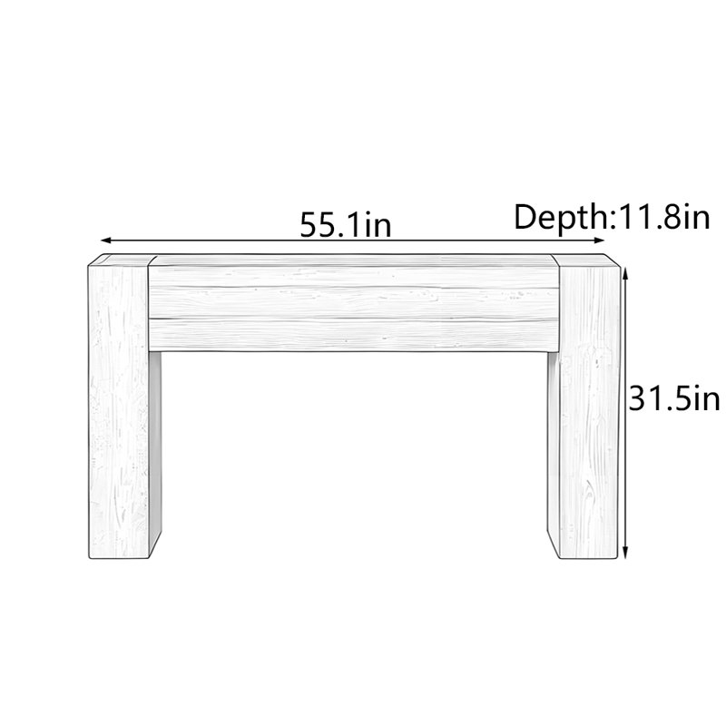 Console Wabi-Sabi, H 31,5 po x l 55,1 po x P 11,8 po, Noir