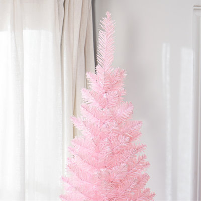 Arbre de Noël artificiel 8 pi avec 818 extrémités de branches réalistes et support en plastique, rose