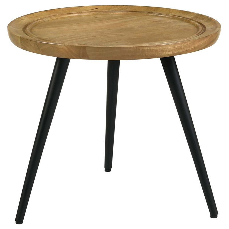 Round Mango Wood Side End Table