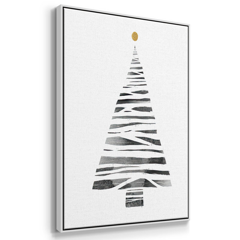 Arbre de Noël I - reproduction sur toile avec cadre flottant, H 25 po x l 17 po x P 1,5 po, Blanc