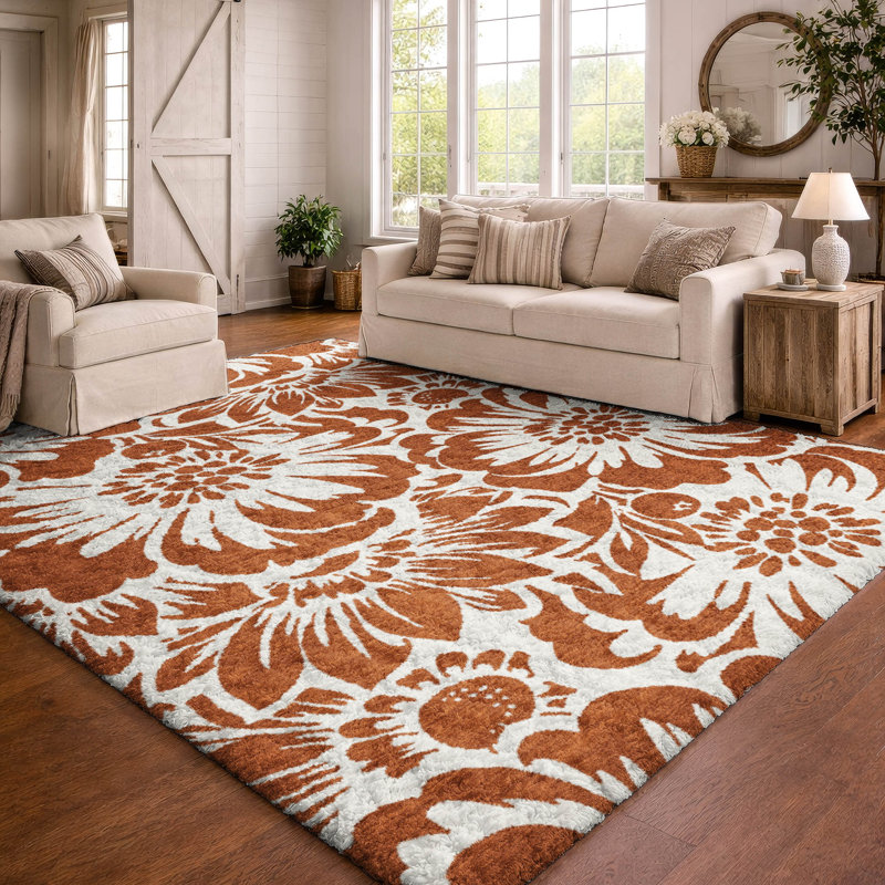 Tapis à poil long de qualité supérieure lavable à la machine ADS551, Paprika, 10 pi x 14 pi