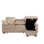 Canapé modulaire multifonctionnel à 3 places avec plateau amovible et porte-gobelets, chaise de rangement, dossiers réglables, revêtement en chenille douce, structure en bois beige pour plateau porte-espace, méridienne