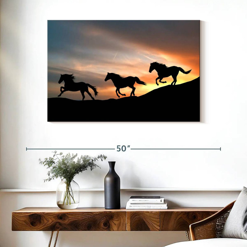 Chevaux sauvages au galop, H 26 po x l 39 po