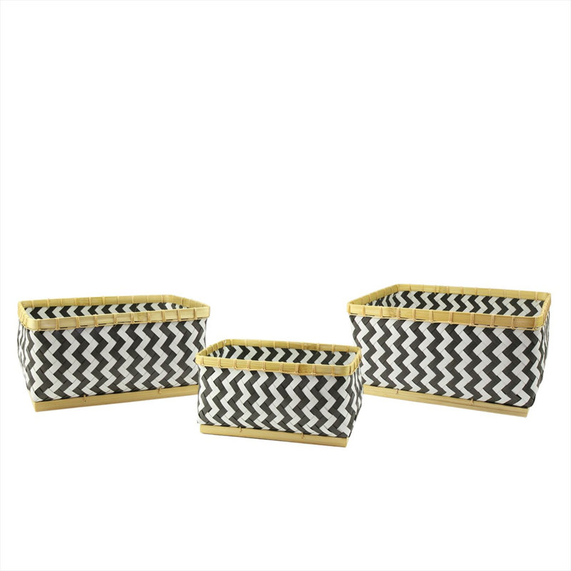 Black and White Chevron Pattern Rectangular Baskets