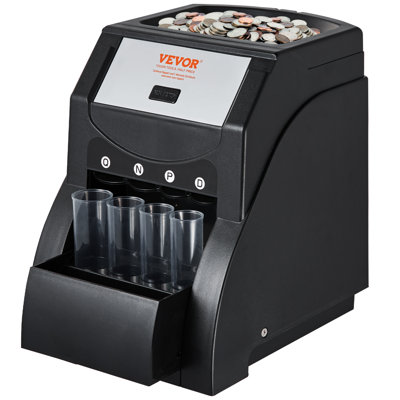 USD Coin Sorter, Coin Sorter Machine for USD Coin 1￠ 5￠ 10￠ 25￠, Sorts up to 230 Coins/min, Coin Sorter and Wrapper Machine Holds 200 Coins Included 4 Coin Tubes, Black
