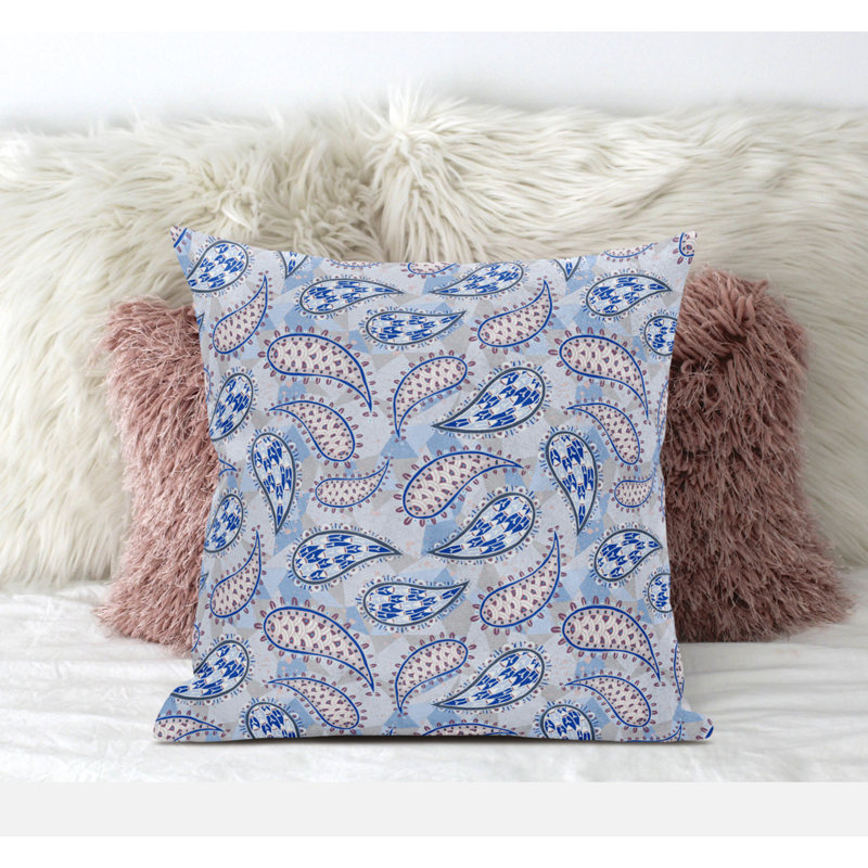 Coussin à fermeture à glissière On, 16" x 16", Bleu et noir