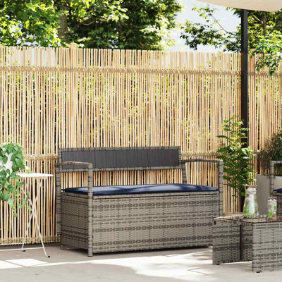Patio Storage Bench With Cushion Poly Rattan by Hokku Designs