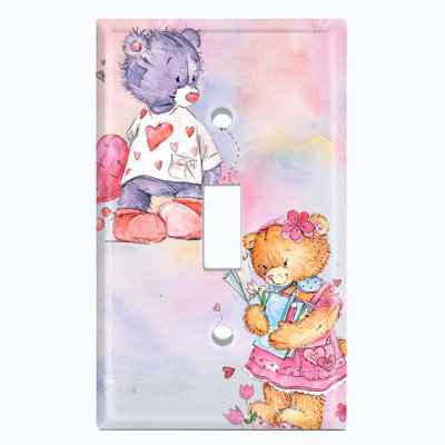 Plaque murale d'interrupteur à bascule "Two-Teddy Bears" Love Heart