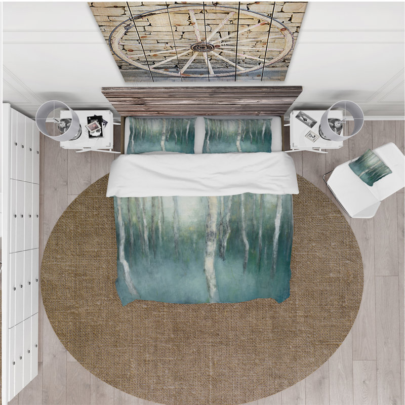 Green Forest Dream - Ensemble de housse de couette paysage traditionnel - Microfibre de polyester