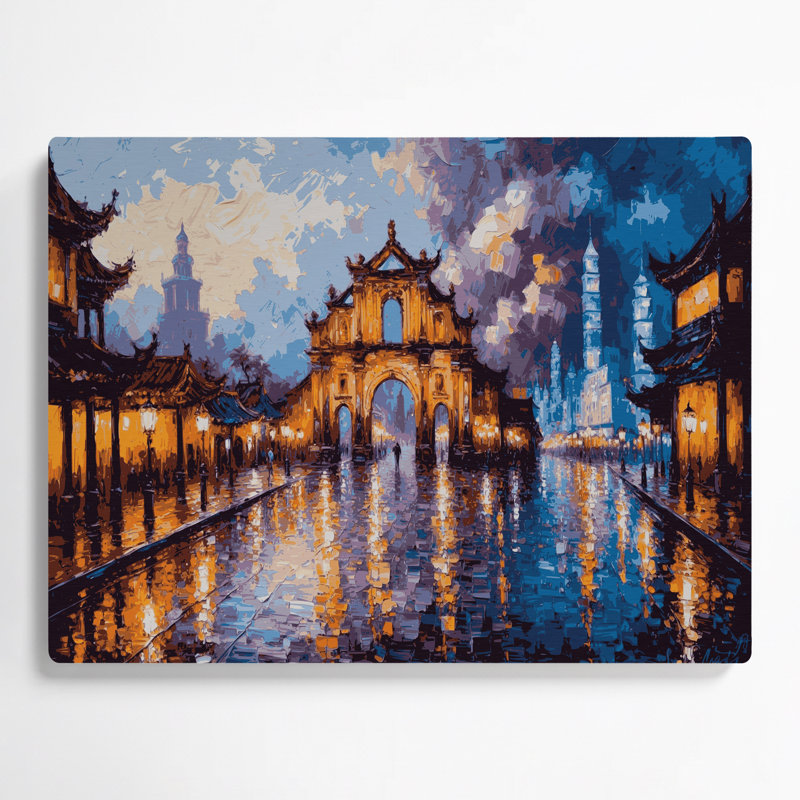 Art mural mauve en cités villes Macau, H 240 po x l 240 po x P 0,05 po