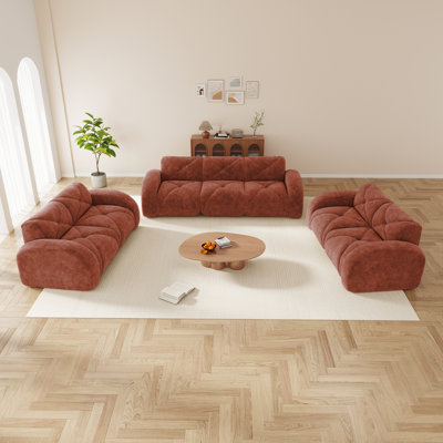 Ensemble de canapés modernes en velours, sièges confortables surdimensionnés, sans assemblage