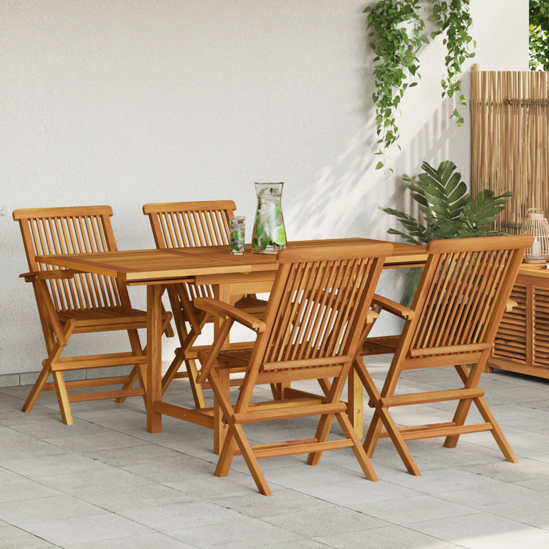 Lamson 4 - Person Teak Patio Dining Set with Rectangular Table