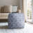 Chaimas Blue/White Transitional Floral Hand-Woven Cotton Square Ottoman Pouf
