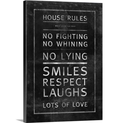 « house rules » par kate lillyson, art textuel sur toile