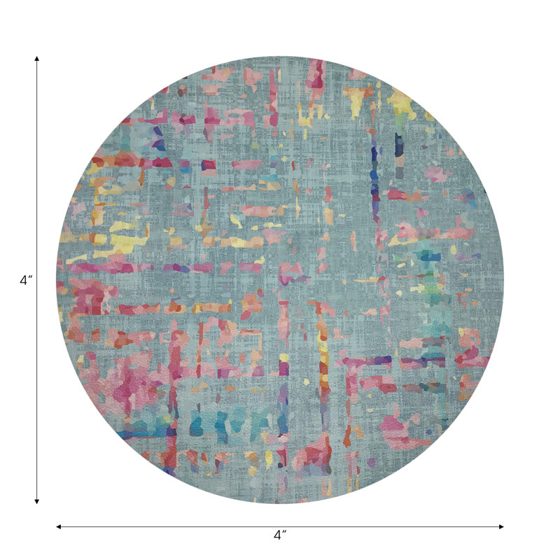 Coco Pink Vegan Leather Round Coasters, Bleu