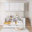 Lit de jour en bois blanc avec lit gigogne simple, tablettes de rangement intégrées et ports de chargement USB-1785141037-1786518933