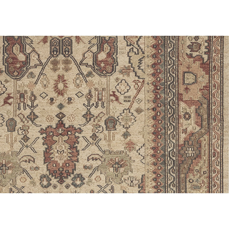 Hand-Knotted High-Quality Beige and Red Area Rug