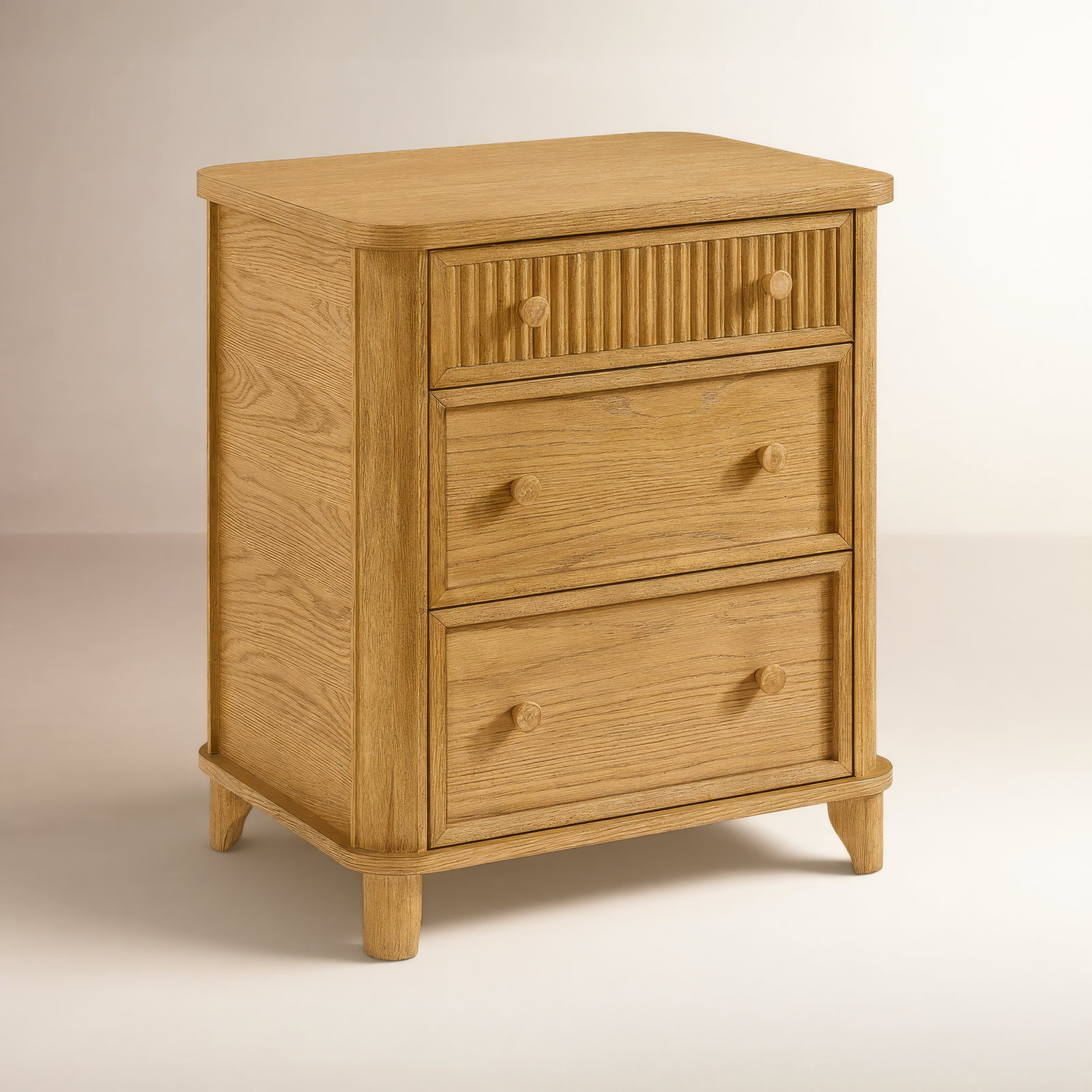 Kennedy 24" Solid Wood 2-Drawer Nightstand In Natural Oak