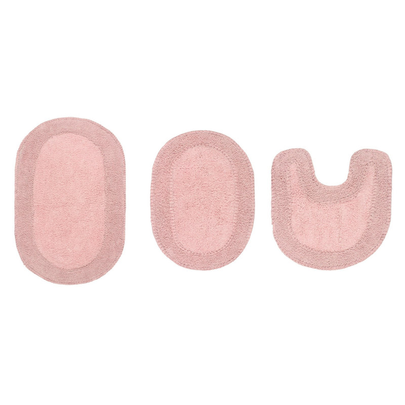 Tapis de bain 100% coton Delma (ensemble de 3), Rose