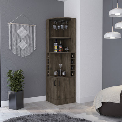 8-Bottle 2-Shelf Bar Cabinet