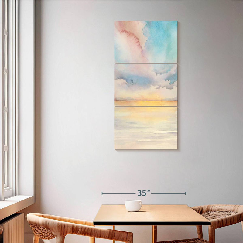 Triptyque Sea Sunset II, H 62 po x l 30 po