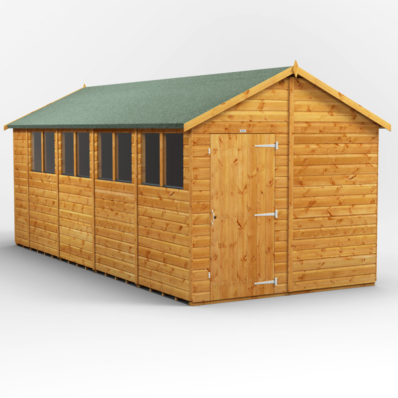 Powersheds 18 x 8ft Timber Tongue & Groove Apex Garden Shed