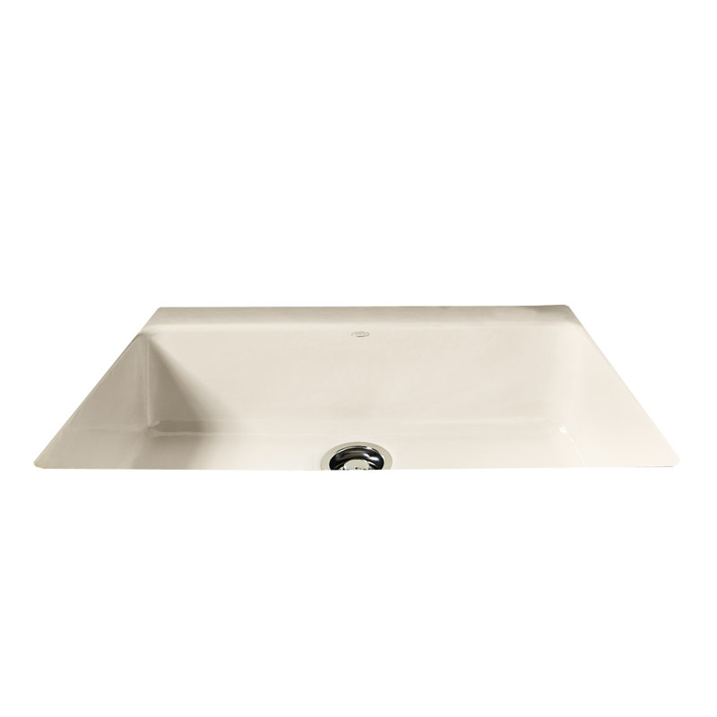 Del Ray 33'' L Single Bowl Cast Iron Kitchen Sink, Biscuit