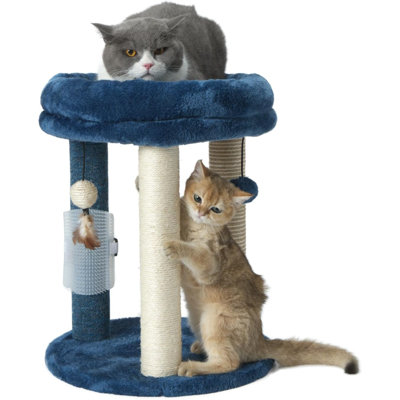 4In1 Small Cat Tree,Scratching Post With Tower Soft Cat Bed, Sisal Carpet Jute Posts With Three Hanging Ball Toys And Massage Brush For Indoor Cats And Kittens