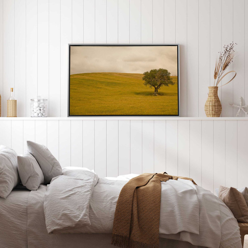 «Tuscan Fields», reproduction sur toile, Cadre flottant en chrome poli, H 10 po x l 14 po x P 1,75 po
