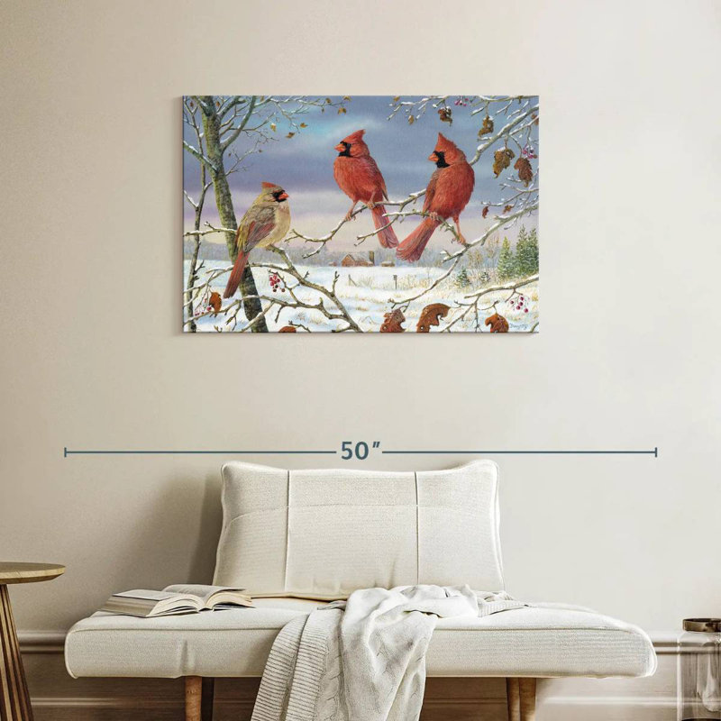 Les premiers cardinaux de neige Brampt, H 24 po x l 36 po