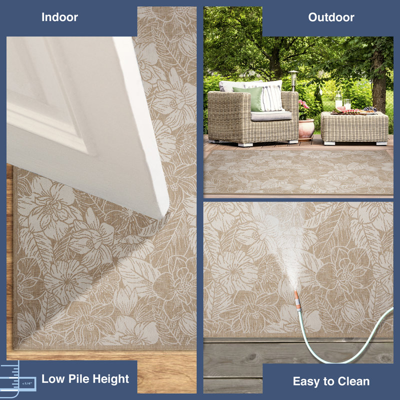 Carmel Botanical Indoor/Outdoor Rug in Sand, Rectangle 7'10" x 9'10"