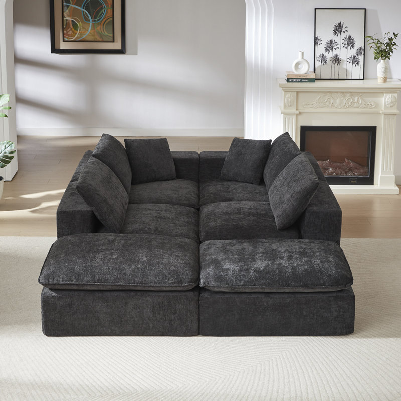 Canapé de salon de luxe, Chenille noir