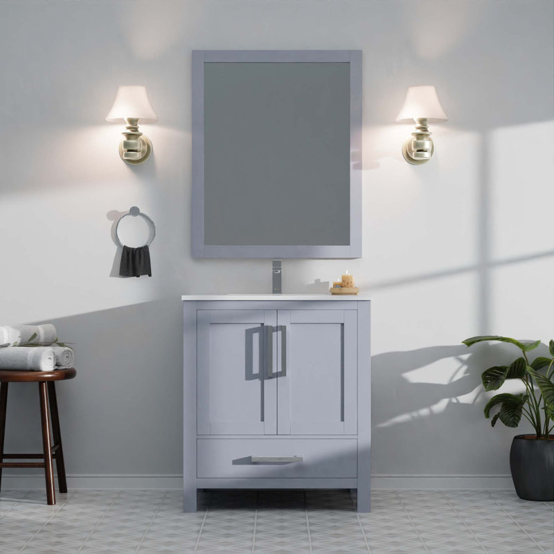 Ensemble de meuble-lavabo moderne avec robinet et miroir