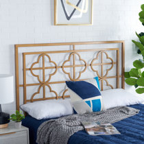 Leighton Metal Headboard Panel with Straight-Lined Spindles and Scalloped  Castings, Glazed Brass Finish, Queen 