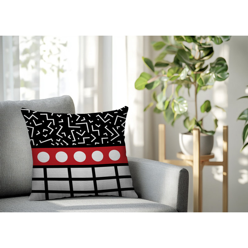 Oreiller carré réversible intérieur / extérieur Poptik, Carré 18 po, Rouge