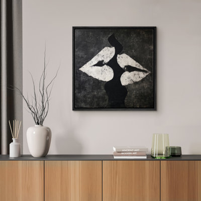 Noir et blanc, figure abstraite moderne, décoration murale pour salon, chambre à coucher, reproduction d'art sur toile encadrée