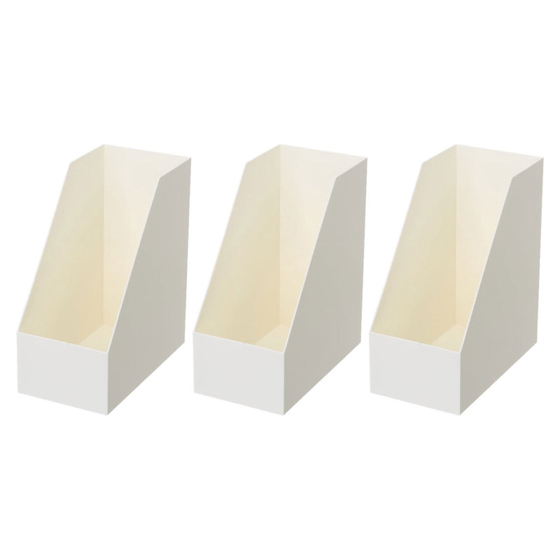 Vertical File Bins Organizer Open Front Design for Files, Documents, and Magazines, Large, 3, White