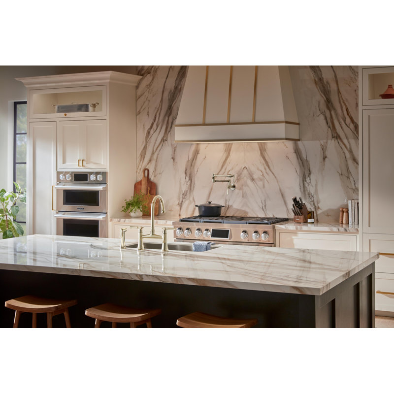 Bridge Kitchen Faucet With Side Spray, Luxe Steel