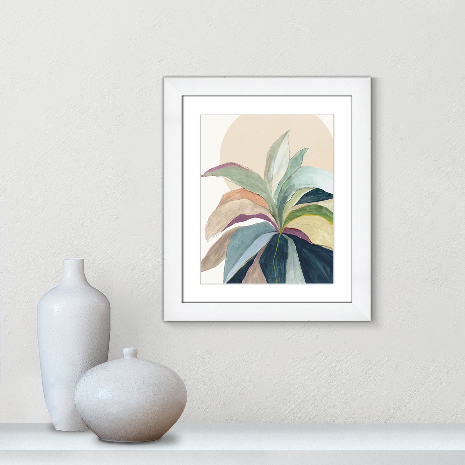Sherbrooke Sunny Bright Leaves II Framed On Paper by Asia Jensen Print, White Cube Frame Matted